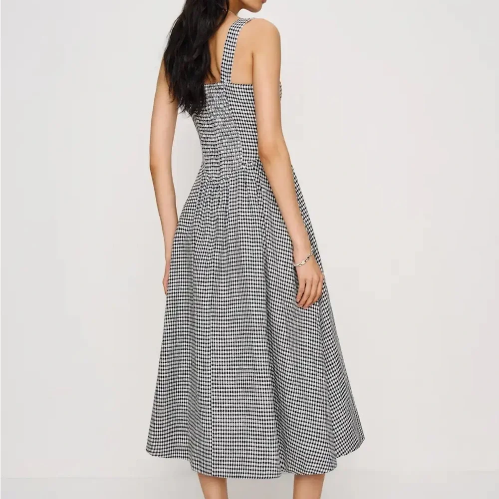 Reformation Balia Linen Dress Black and White Gingham XS / 0 - Picture 4 of 12